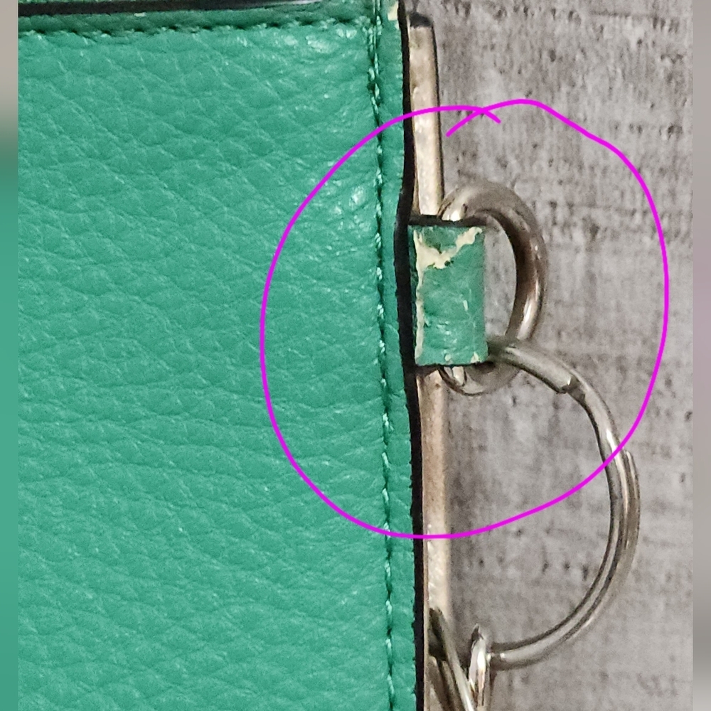 🌷GUESS Double Zip Organizer Wallet/ Wrislet in Mint Green🌷Imperfections - Picture 10 of 16